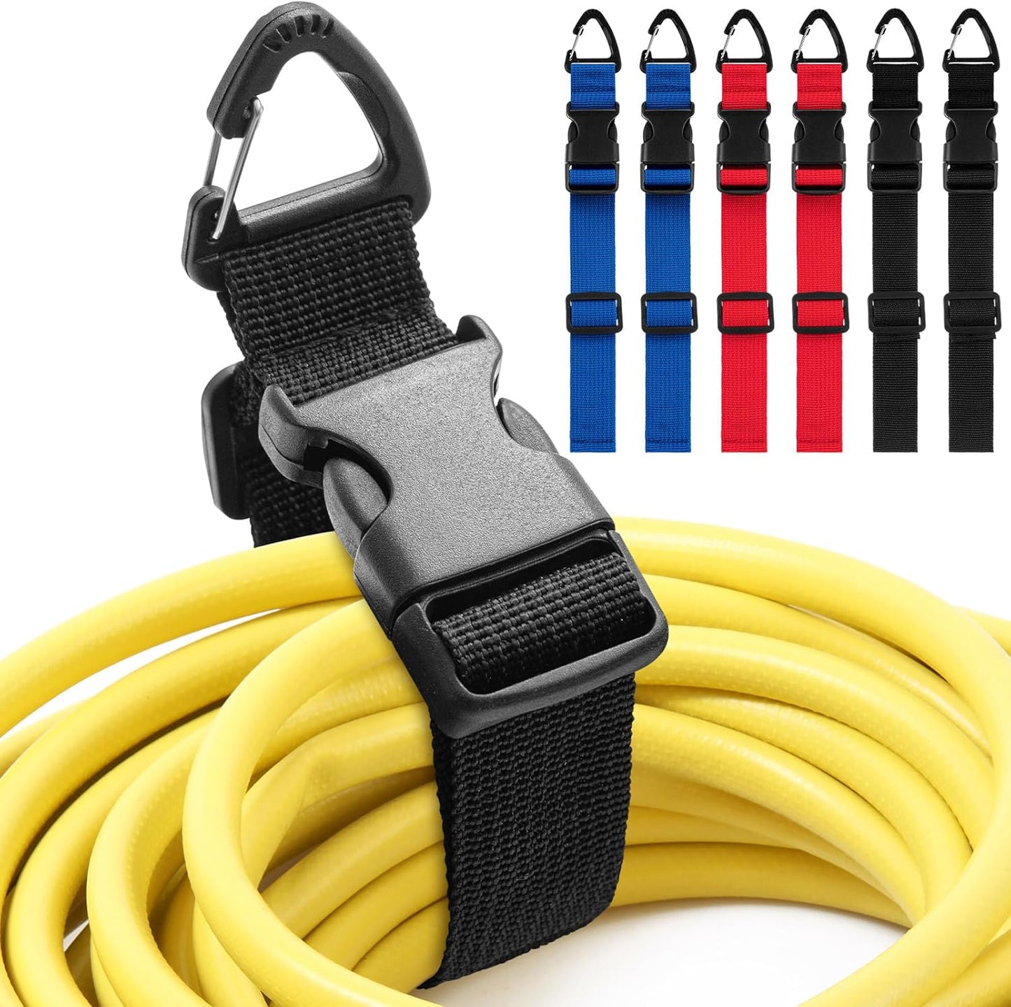 6 Pack 17 Inch Adjustable Extension Cord Holder Organizer with Triangle Clips for Garage Organization and Storage Heavy Duty Extension Cord Hanger for Men Workshop (Blue& Red& Black)