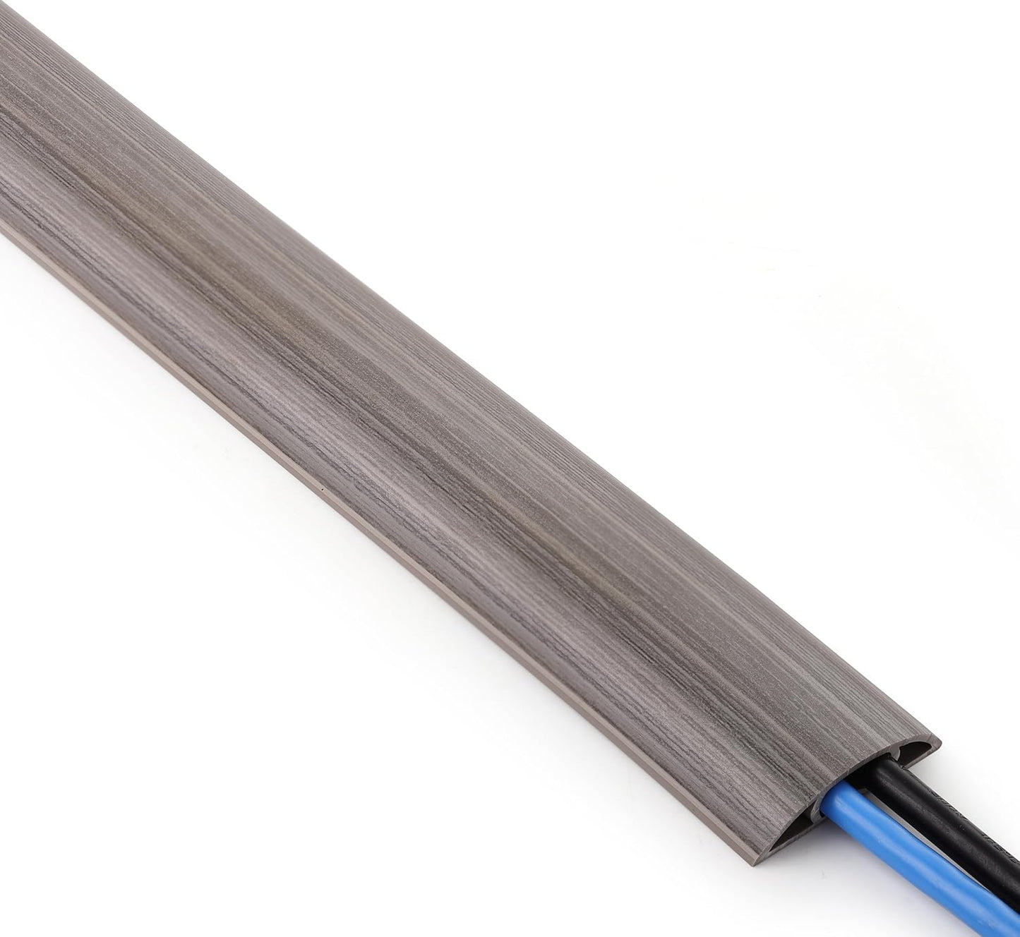 ZhiYo 5.6ft Cord Covers for Wires on Floor, Cord Hider Floor Hide Extension Cords, Soft PVC Cable Cover Cable Protector, Wire Cavity W0.62in H0.31in, Gray Oak Wood