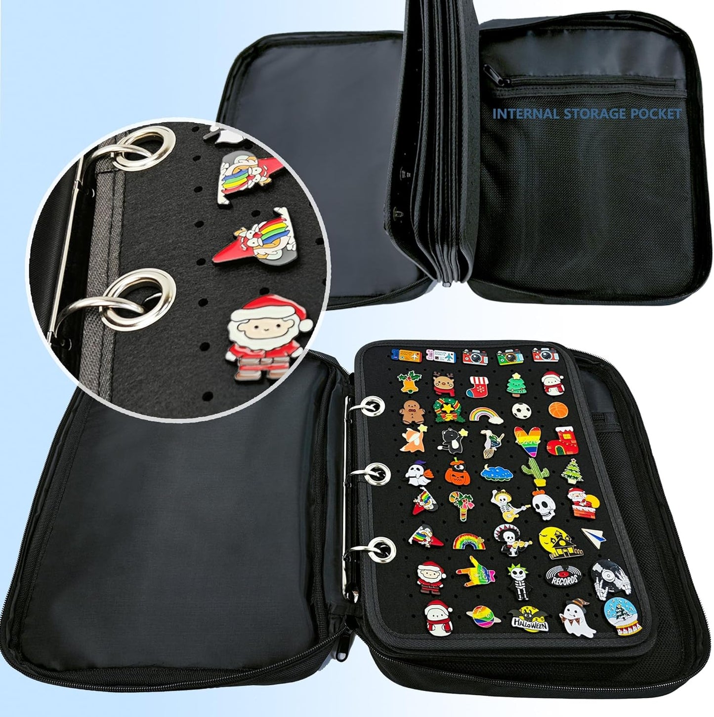 Black 6 Binder Enamel Pin Display Bag,Pin Books For Collectors,Pins Board Storage Organization Box Can Holds Pins, Brooches,Paper Clips,Sports medal.(Black 6 Binder,Without Accessories)