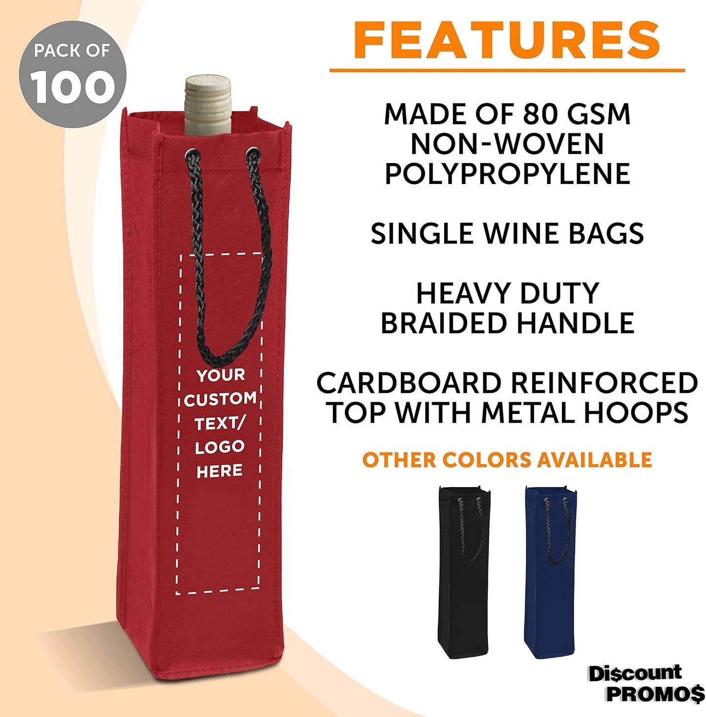 DISCOUNT PROMOS Non-Woven Vineyard Two Bottle Wine Bags