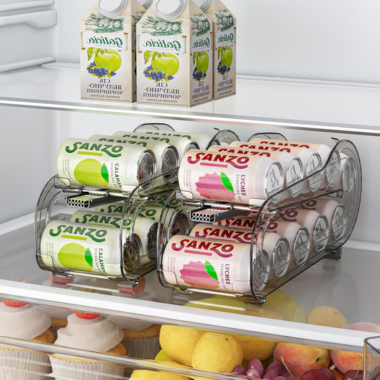 Drink Organizer for Fridge, Soda Can Organizer Dispenser for Refrigerator with Automatic Rolling,Organize Standard Size 11.15oz or 12oz Cans Drink,Save Space for Fridge、Kitchen、countertop