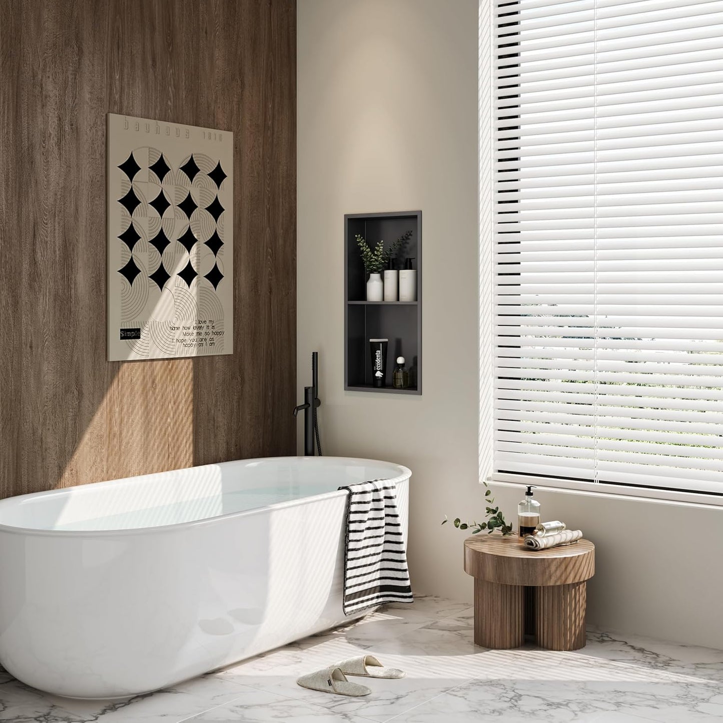 Stainless Steel Shower Niche 24" X 12", No Tile Needed Wall Niche Double Shelves, Recessed Shower Shelf for Bathroom Storage, Gun Metal