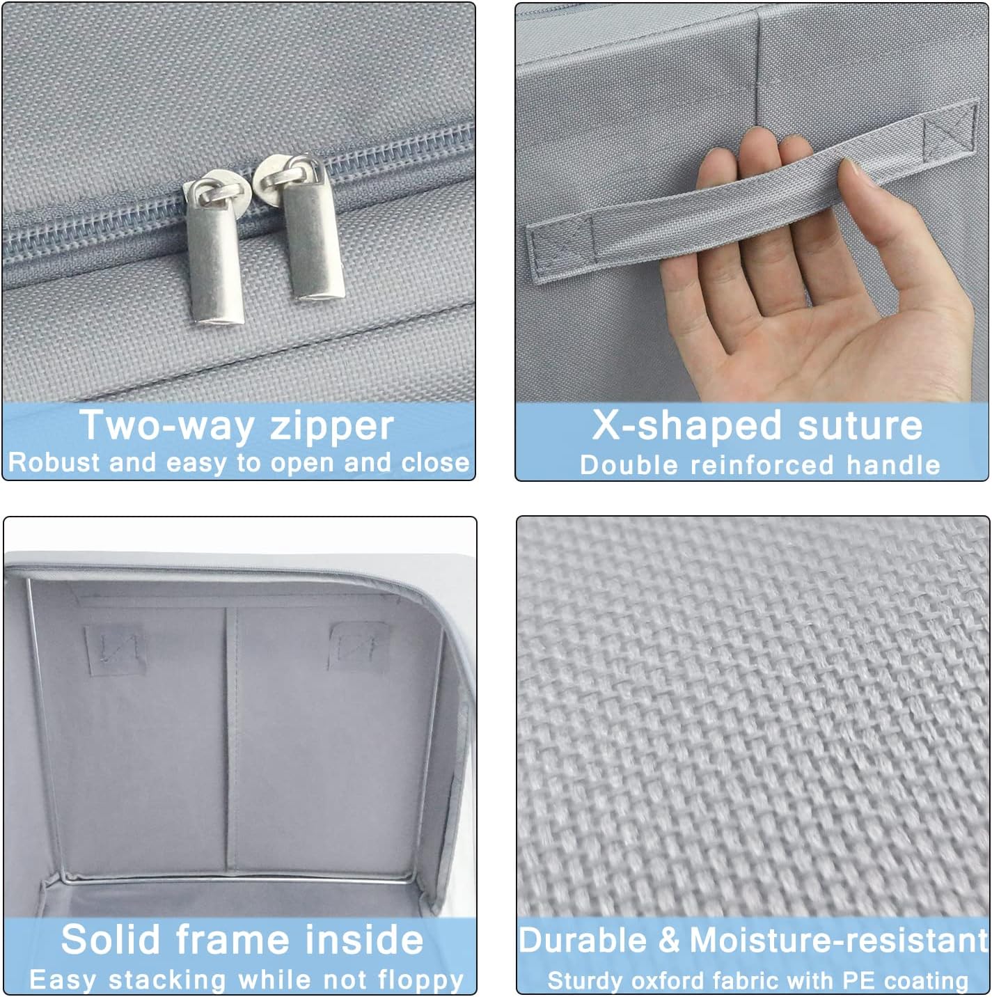 UUBEMM Clothes Storage Bins with Foldable Sturdy Frame,Stackable Storage Box for Closet Shelf Organizers for Seasonal Clothing,Blankets,Towel Bed Sheets,Toys Gift Others (Medium -40L x3PACK, Grey)