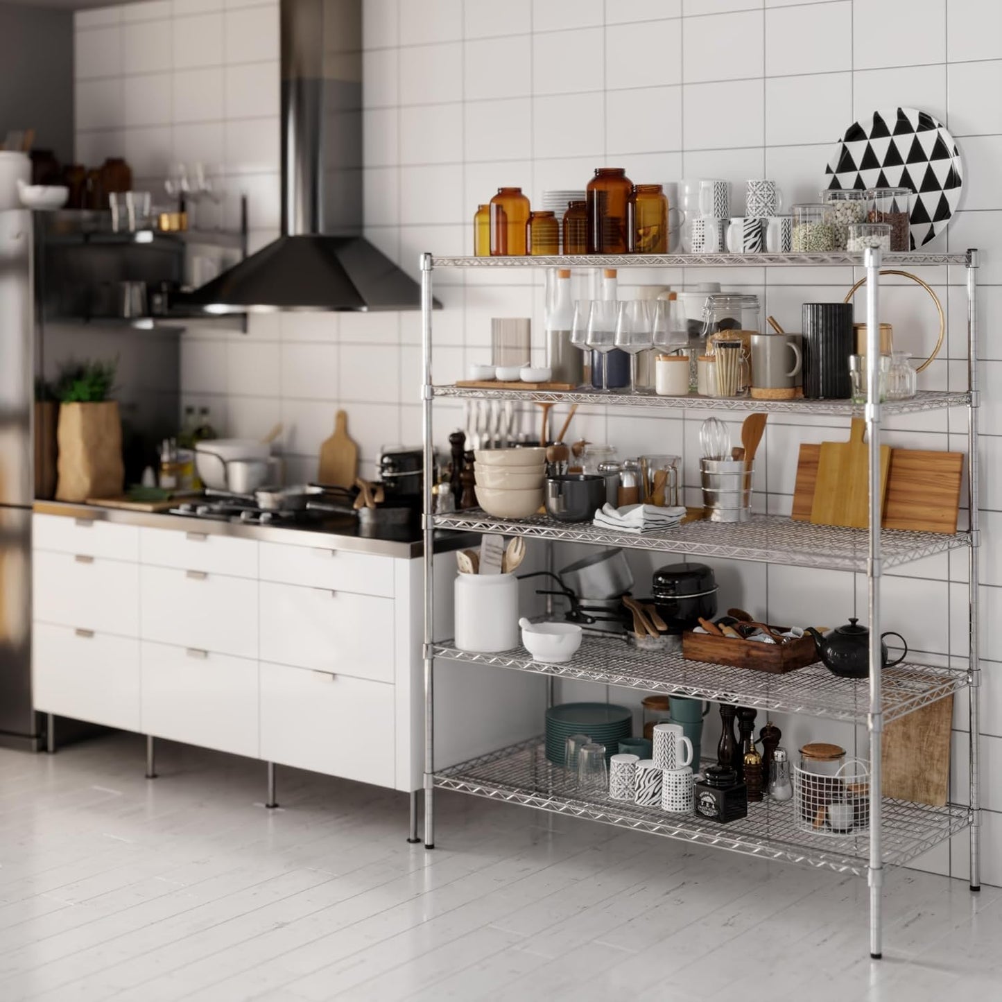 24" Deep x 54" Wide x 64" Height Wire Shelving Kit | 5-Tier | NSF Commercial Storage Rack Unit