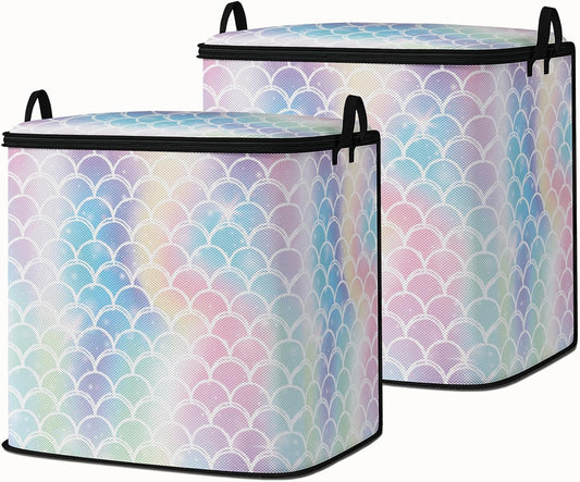 Large Comforter Storage Bag with Zipper,Closet Organizer for Clothes,Blankets,Quilts,Pillows,Fabric Moving Bags with Portable Handles 95L(2-Pack)