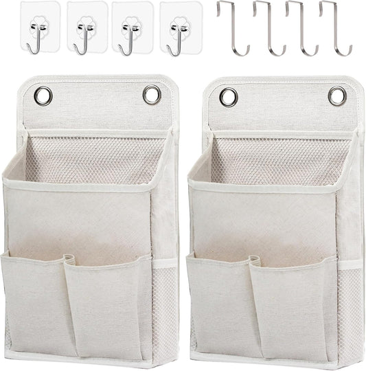 Hanging Basket for Organizing, Wall Organizer with Pockets and Over The Door Organizer，Can for Home, Closet, Office and Camper (2 White)