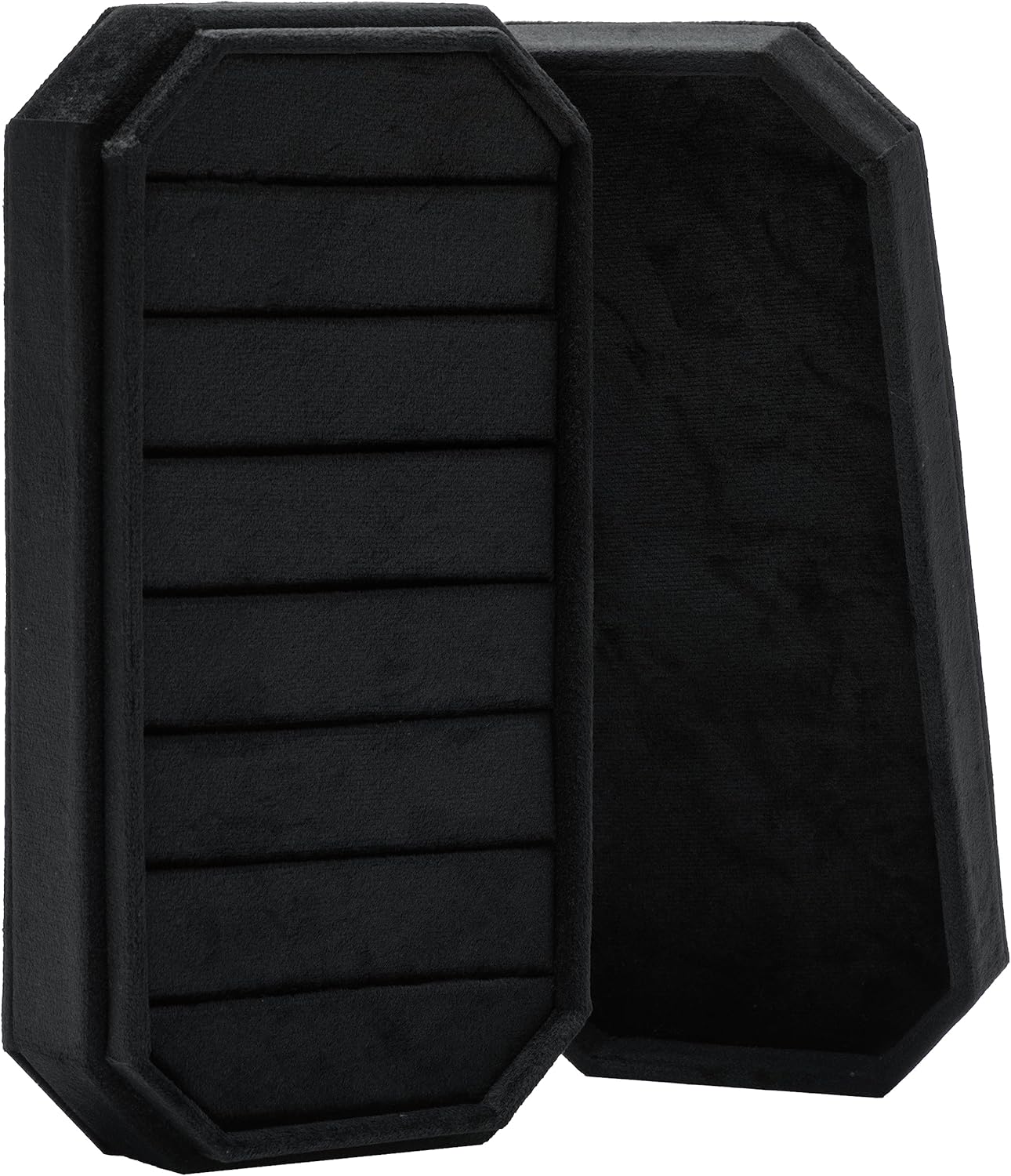 Velvet Ring Organizer Display Tray Jewelry Box Earring Holder Case for Wedding Birthday Christmas Day (Black)