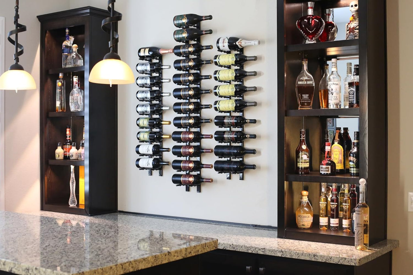 Ultra Wine Racks Wall Mounted Label-Out Wine Racks (3 Foot 3 Deep, Matte Black, 27 Wine Bottles) - Modern Metal Wine Storage, Modular Design for Home Bar, Kitchen, Dining Rooms, & Wine Cellars