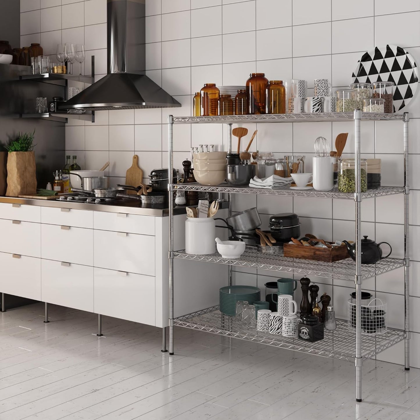 24" Deep x 48" Wide x 54" Height Wire Shelving Kit | 4-Tier | NSF Commercial Storage Rack Unit