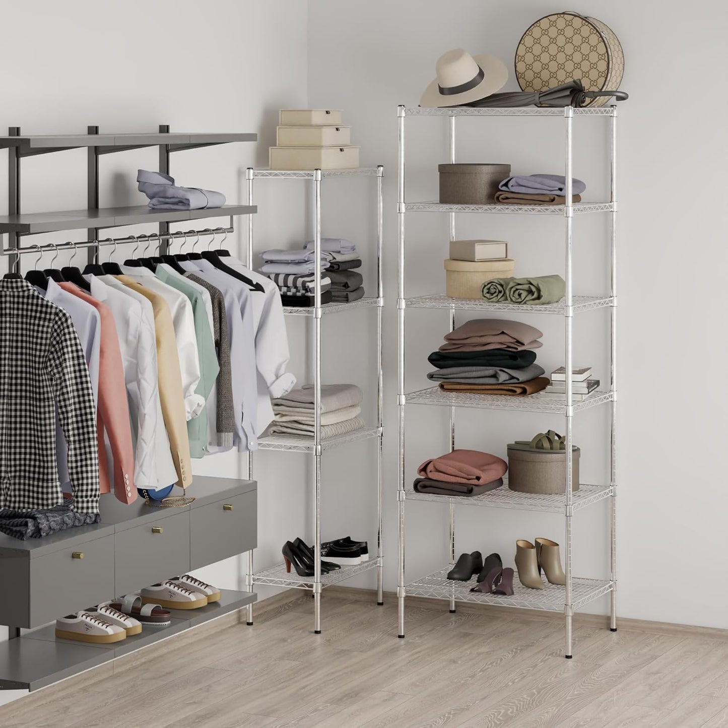 21" Deep x 30" Wide x 86" Height Wire Shelving Kit | 6-Tier | NSF Commercial Storage Rack Unit