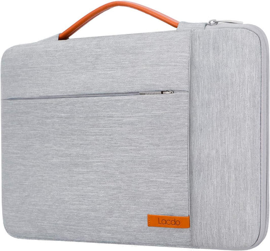 Lacdo 360° Protective 14 Inch Laptop Sleeve Case for HP Lenovo Dell ASUS Acer Chromebook 14 / HP Stream 14 / Dell Inspiron 14 / Lenovo IdeaPad 14 / Acer Spin 3 / ASUS ZenBook 14 Computer Bag, Gray