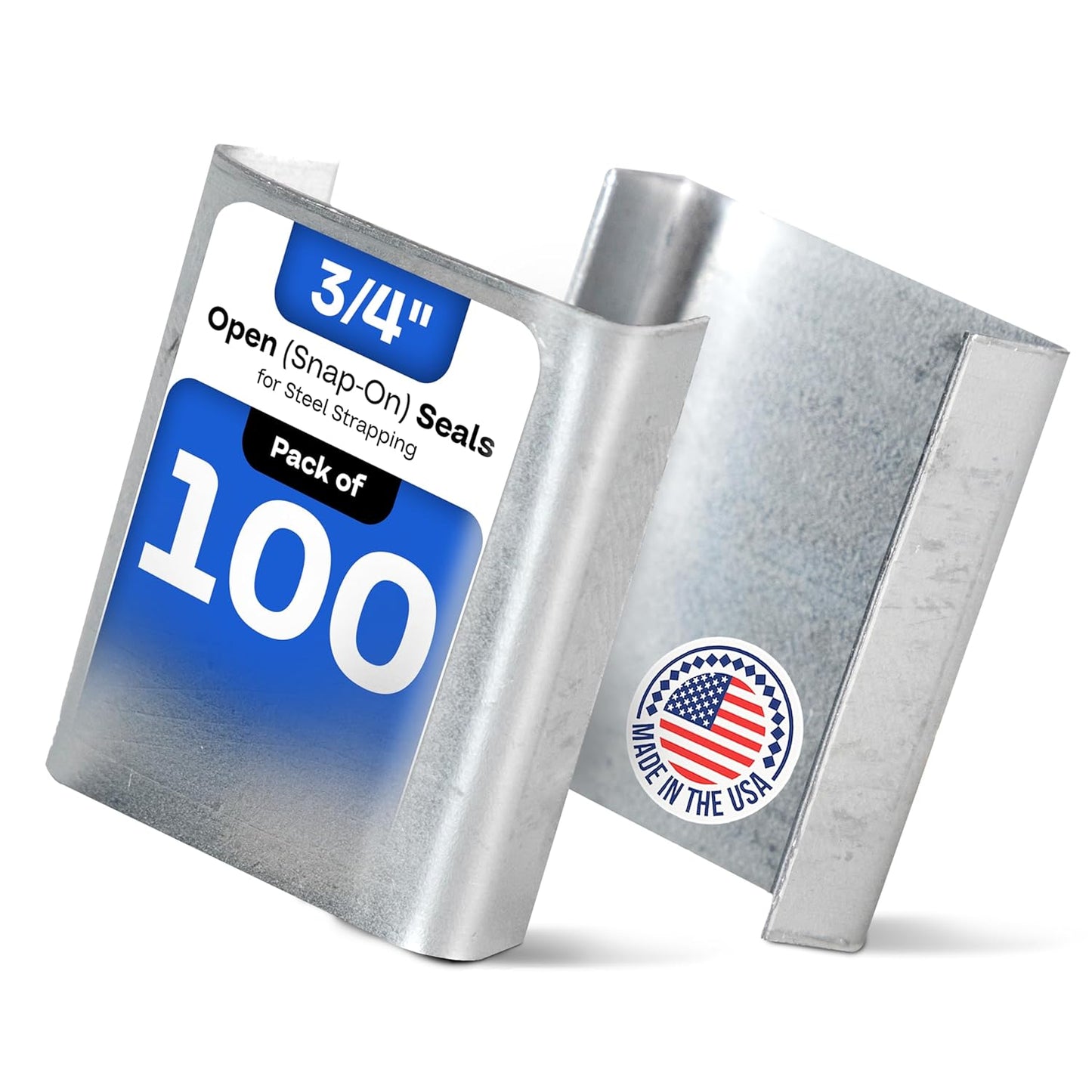 IDL Packaging - ST-O-34-M 3/4" Open (Snap-On) Seals for Steel Strapping, Pack of 100