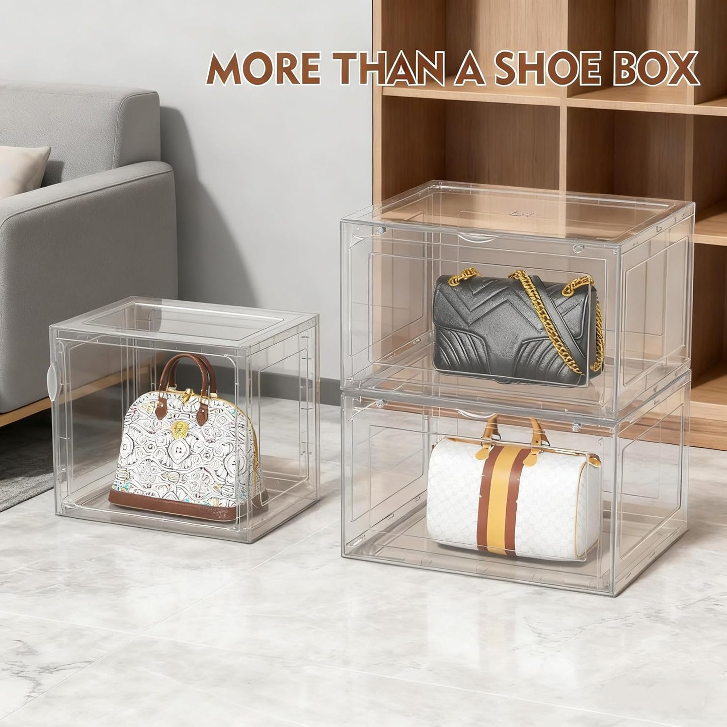 12 Packs Plastic Sneaker Storage Shoe Containers, Stackable Shoe Organizer with Doors, Acrylic Display Shoes Boxes