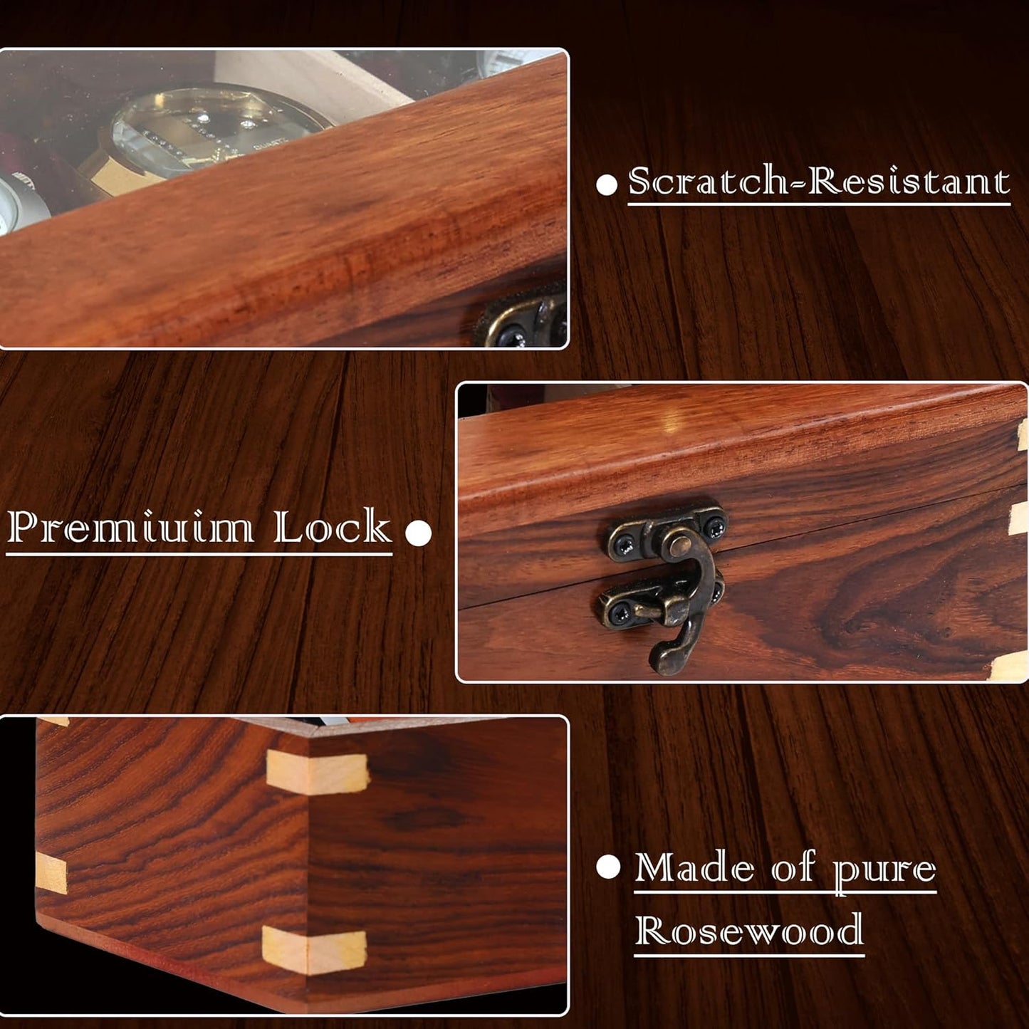 Wooden Watch Box for Men & Women, Watch Organizer & Display Case, Premium Long-Lasting Watch Holder for Storage, Elegant Gift for Watch Collectors (Glass Top, 8 Slots)
