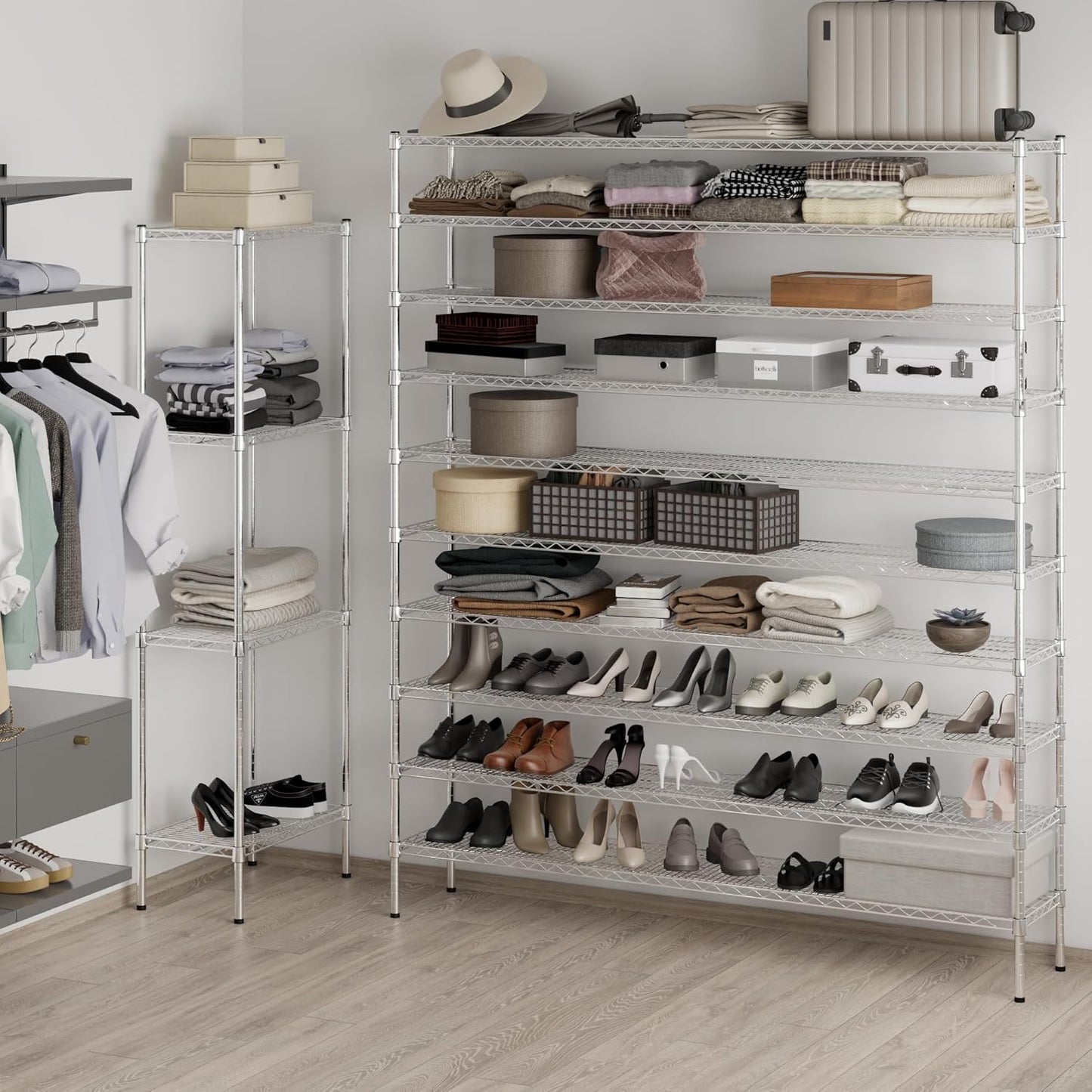 14" Deep x 72" Wide x 86" Height Wire Shelving Kit | 10-Tier | NSF Commercial Storage Rack Unit