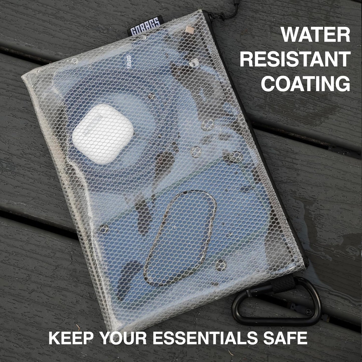 GOBAGS Air Production Large Clear Zipper Pouch (4‑Pack) – Cable Organizer & Travel Gear Bag for Electronics, Camera Accessories, Tool Pouch & Small Tech Storage