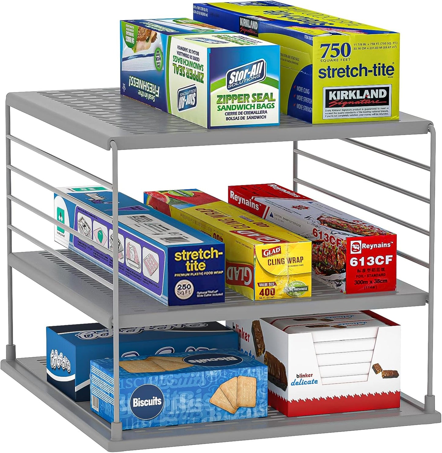 Upgraded Pantry Organizers and Storage- Divided Compartment Holder for Foil and Plastic Wrap Organizer- Kitchen Organizers and Storage for Aluminum Foil, Wraps, Box- Organization and Storage
