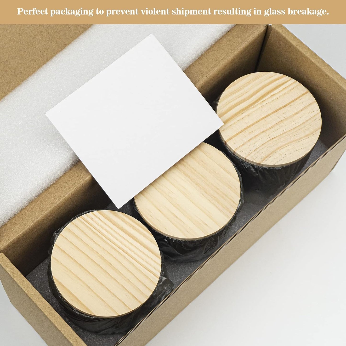 3PCS Modern 13.53oz Black Bathroom Canisters with 12 Labels & Wooden Lid Thick Glass Jar Set Qtip Holder for Cotton Ball & Pads Storage Organization Minimalist Decor