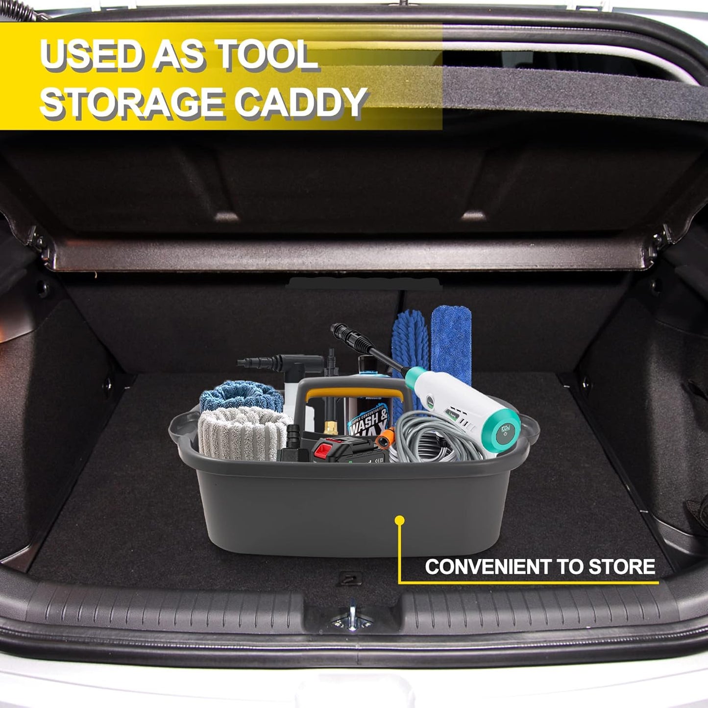 Cleaning Caddy, Cleaning Caddy Organizer with Handle, Plastic Tool Storage Cleaning Supply Caddy for College Dorm, Kitchen, Garden, Under Sink,Gray