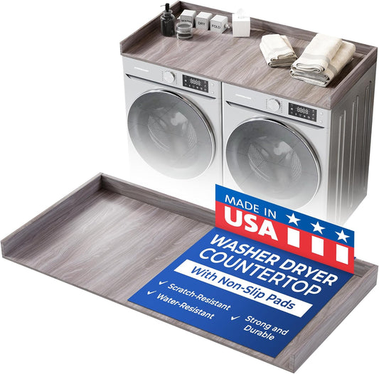 OfficeSimpli Large Washer Dryer Countertop 30 x 58 - Made in USA - Heavy-Duty Laundry Countertop Over Washer and Dryer, Laundry Room Countertop Organization Solution with Non-Slip Pads, Iconic Maple