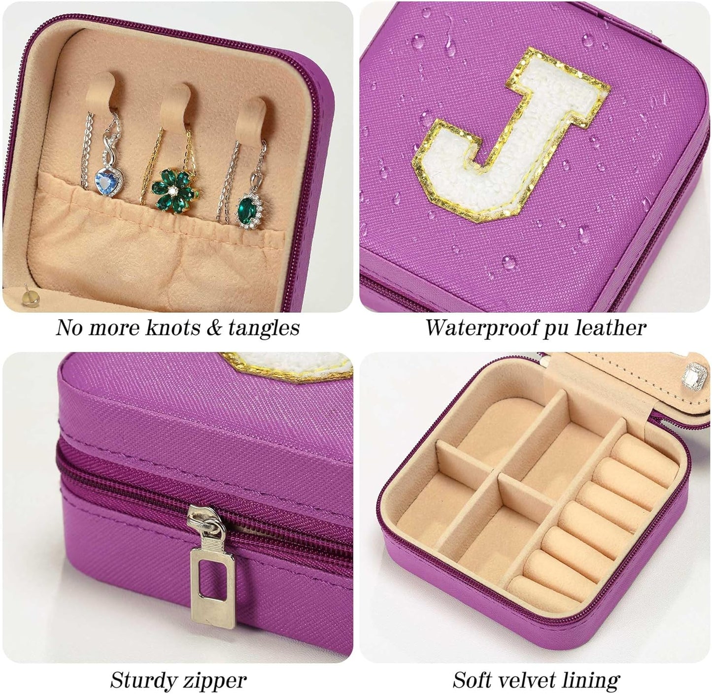 Parima House Warming Gifts New Home - Personalized Jewelry Holder Organizer for Travel | Preppy Purple Stuff & Room Decor for Teen Girls | Travel Jewelry Case - Letter N