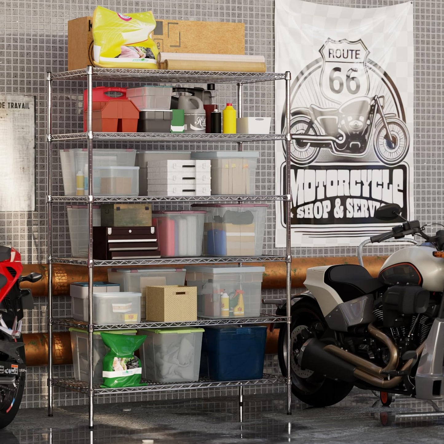 24" Deep x 48" Wide x 74" Height Wire Shelving Kit | 6-Tier | NSF Commercial Storage Rack Unit