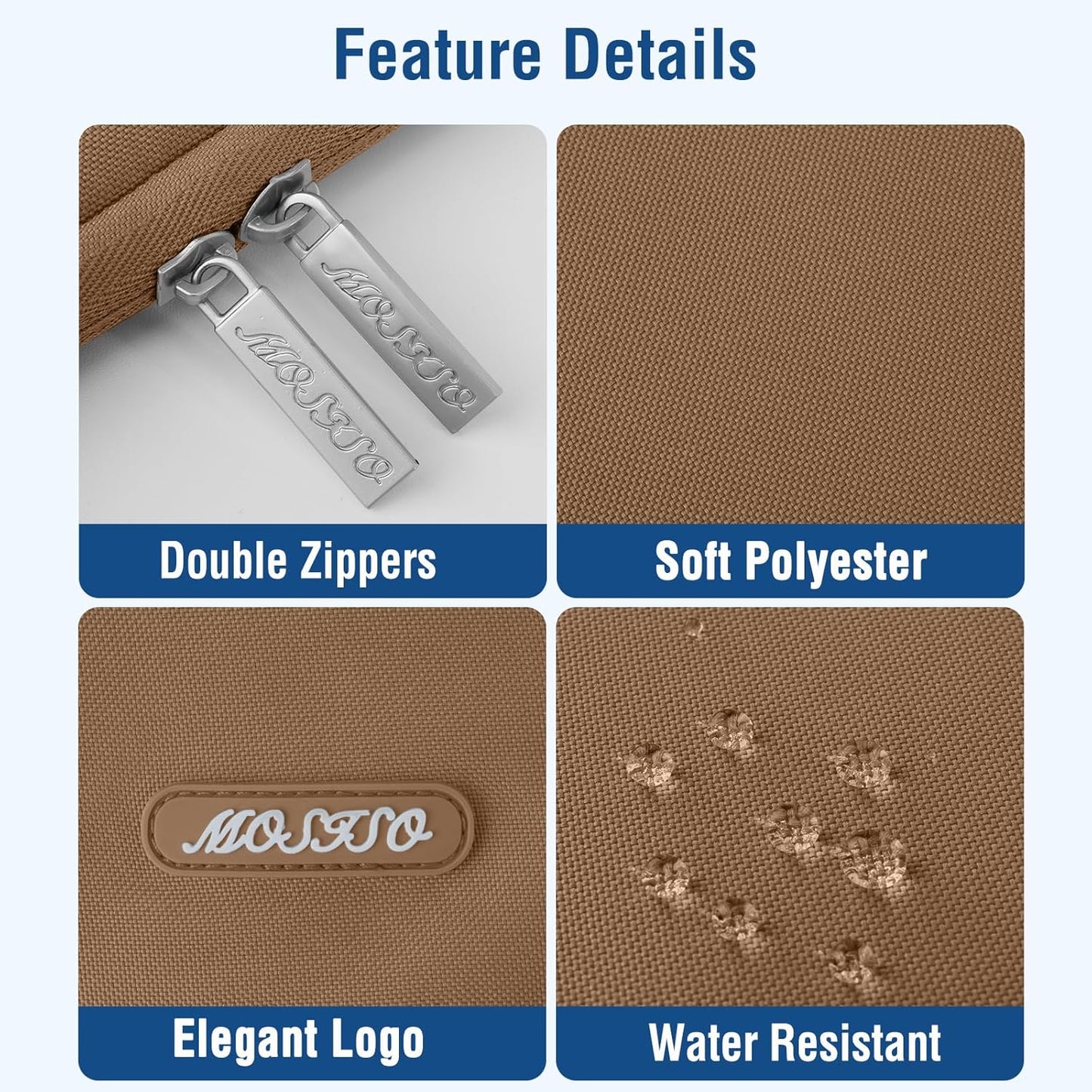 MOSISO Laptop Case 13.3 inch, 13-13.3 inch Laptop Sleeve Compatible with MacBook Air/Pro 13/Pro 14 M5 M4 M3 M2 M1, HP Dell ASUS Lenovo,Polyester Vertical Computer Sleeve Bag with Pocket, Mocha