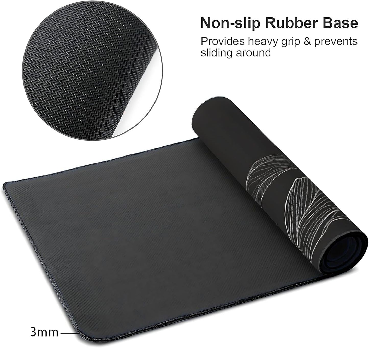 Black and White Mountain Large Mouse Pad,Gaming Keyboard Desk Pad,Extended Mouse Mat Non-Slip Rubber Base with Stitched Edges for Office Game Home XXL 35.4"x15.7"