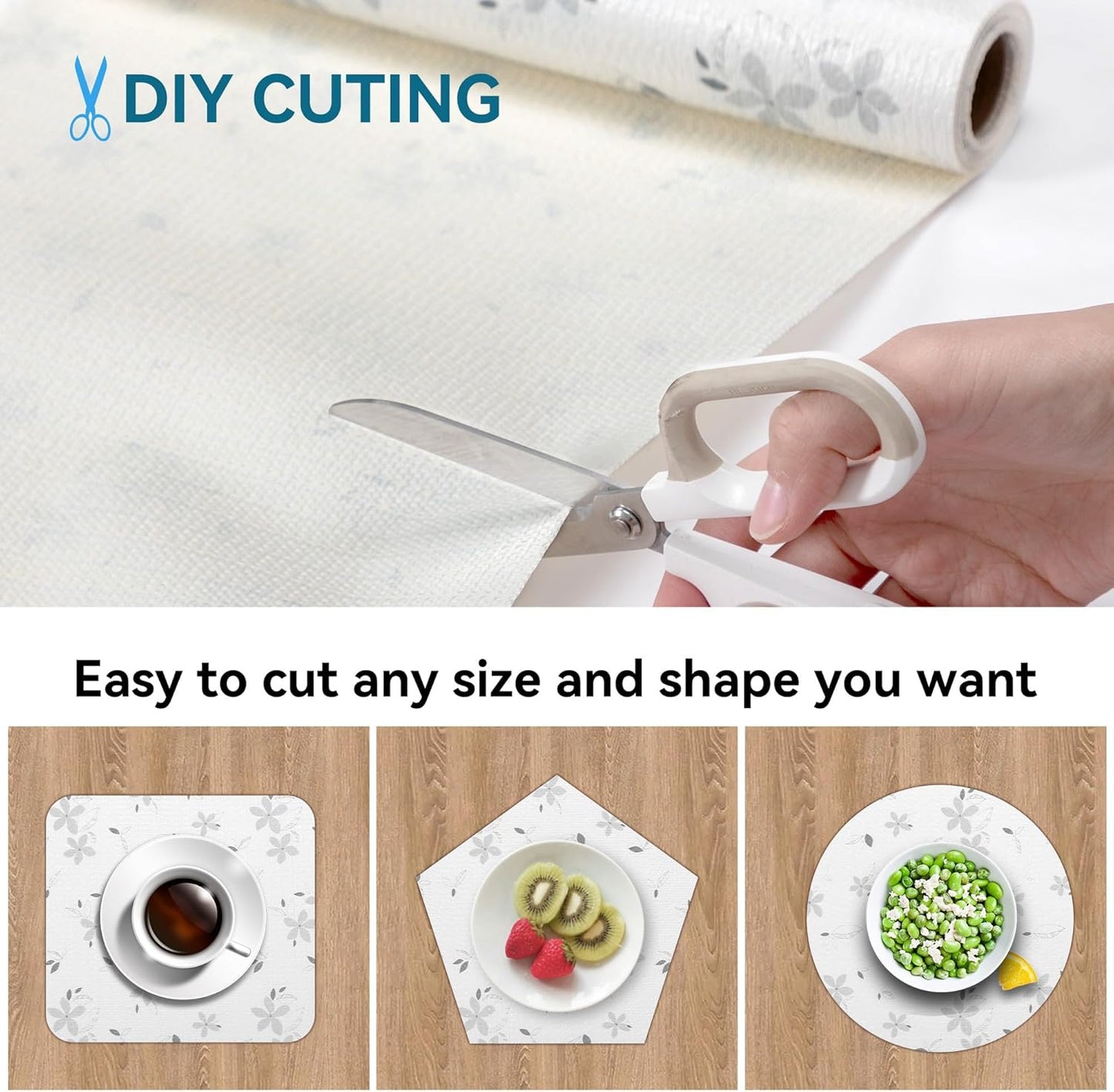 12" W x 120" L Floral Drawer and Shelf Liner for Cabinets, Non-Adhesive Strong Grip Non-Slip Flower Shelf Cabinet Kitchen Shelf Liners for Kitchen Cabinets