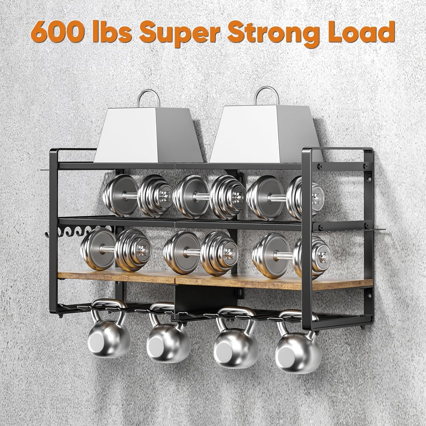 Large Power Tool Organizer with 8 Outlet Charging Station, Loads 600lbs, 4 Layer Heavy Duty Utility Rack Holds 8 Cordless Drills, Wall Mount Tool Battery Garage Storage Shelf, Gift for Men