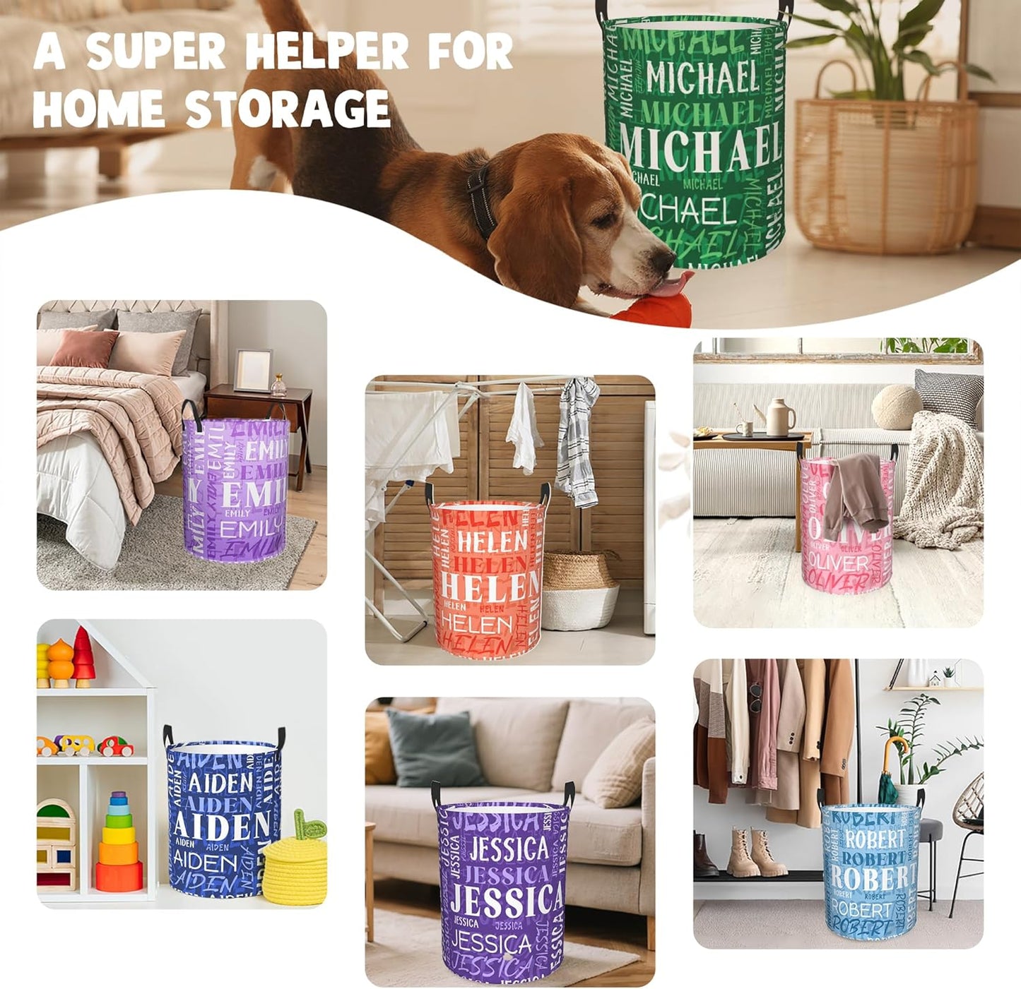 Custom Name Laundry Hamper, Personalized Laundry Baskets with Name for Boys Girls Women Men, Customized Collapsible Dirty Clothes Hamper Easy Storage Gifts for Bedroom Bathroom Living Room