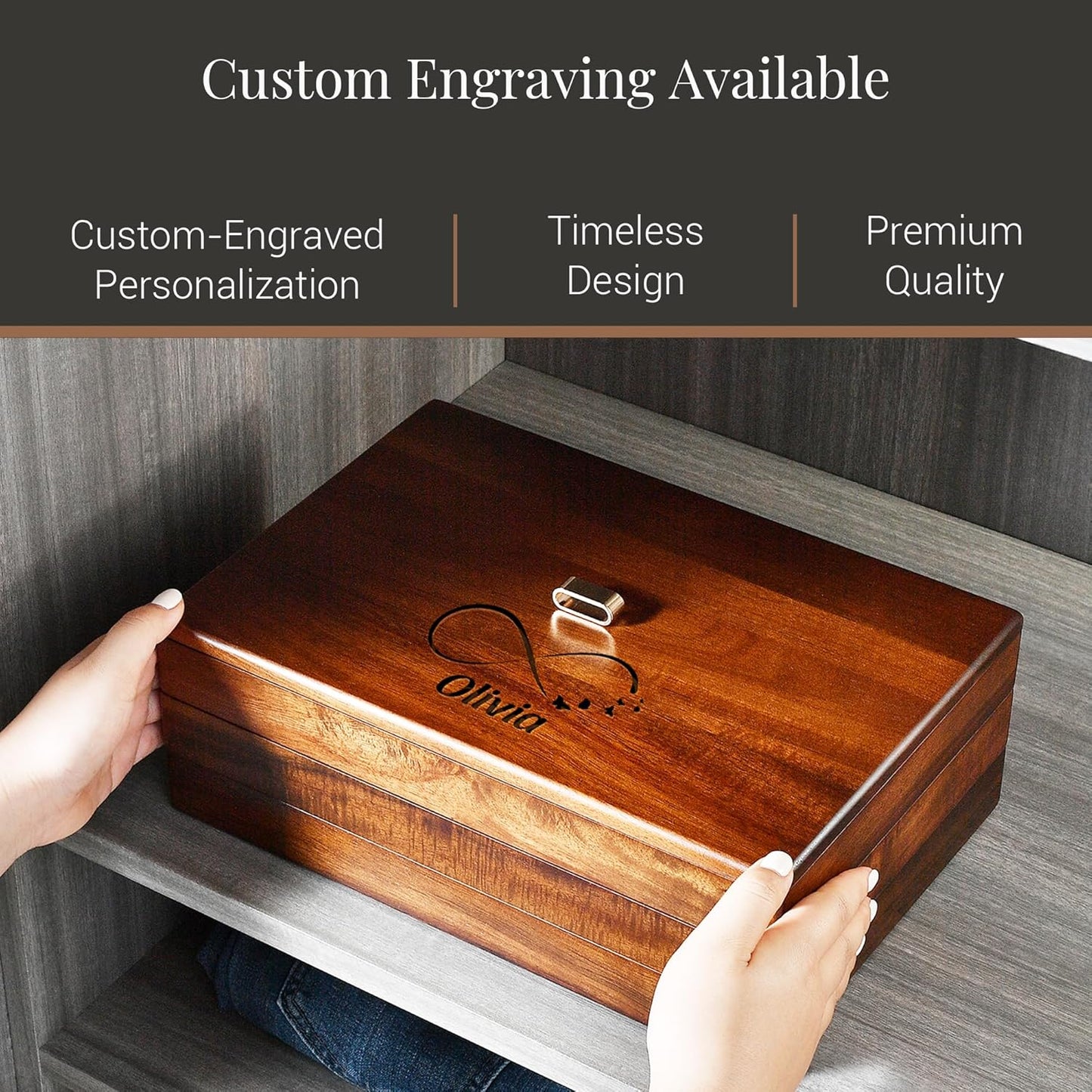 Shanik Custom Engraved Jewelry Box for Women – 3-Tier Stacked Organizer with Rearrangeable Grid Slots for Rings, Necklaces & Earrings