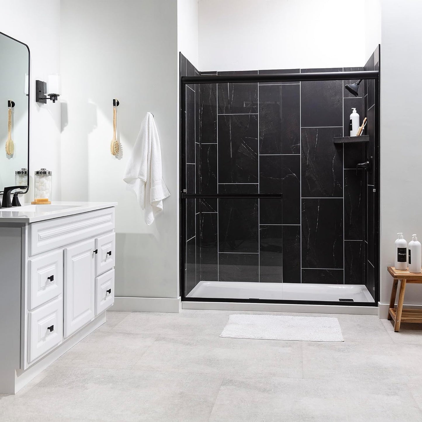 Palisade Vinyl Waterproof Corner Shower Shelf in Black Ice