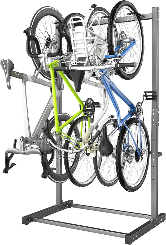 EVERHANGER Freestanding Bike Rack, Vertical Bike Rack Stand for Garage, Bicycle Storage Organizer, Holds Up to 4 Bikes