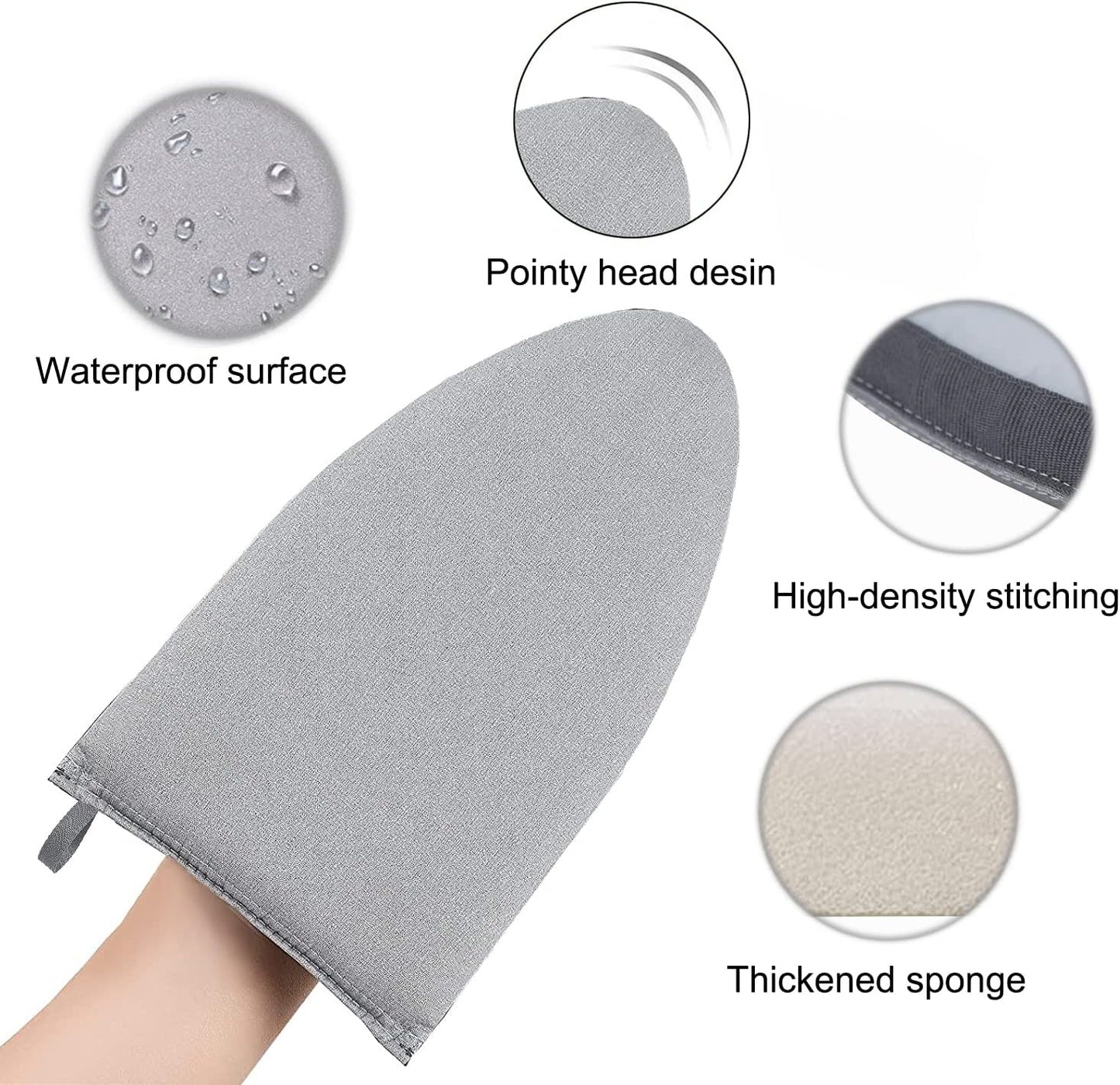 Garment Steamer Ironing Glove Mitt with Finger Loop for Clothes Steaming Mitt Anti Steam Mini Handheld Ironing Pad Board Heat Resistant Steamer Hand Protector with hanging loop for Steaming Clothes