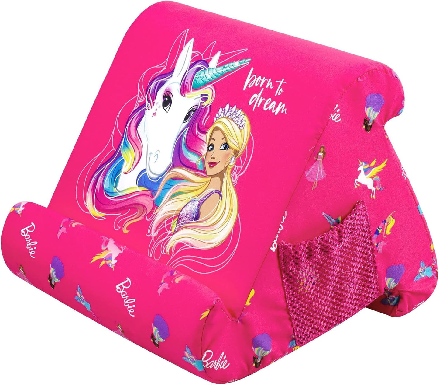 Flippy Original Tablet Pillow Stand & iPad Holder, Gift for Book Lovers & Readers, Multi-Angle Stand with Storage for Lap, Desk & Bed, Compatible with Kindle, Fire, iPad & Samsung, Barbie