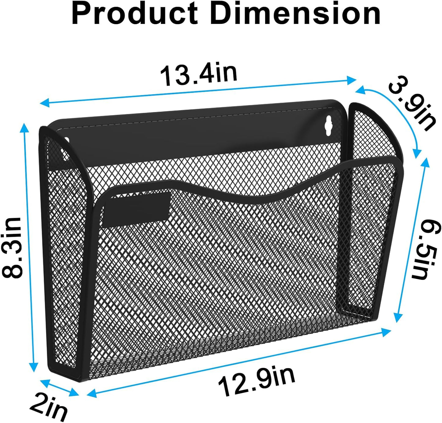 Wall File Organizer, Mesh Hanging File Organizer, Home Office Organization and Storage, 3 Single Pockets Document Magazine Rack