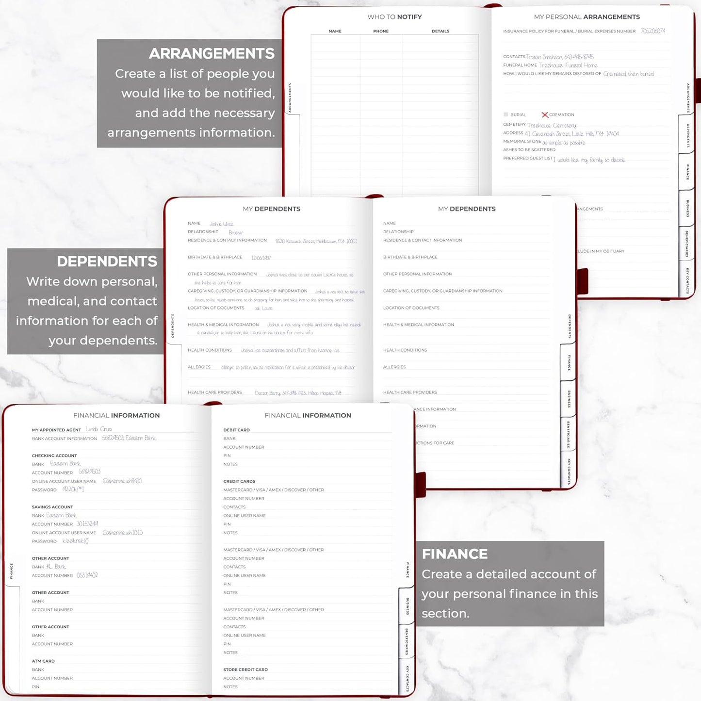Clever Fox Large End of Life Planner – Guided Final Arrangements Organizer Notebook for Instructions, Beneficiary Info, Will Preparation, Last Wishes & Funeral Planning – 8.5" x 11" (Burgundy)