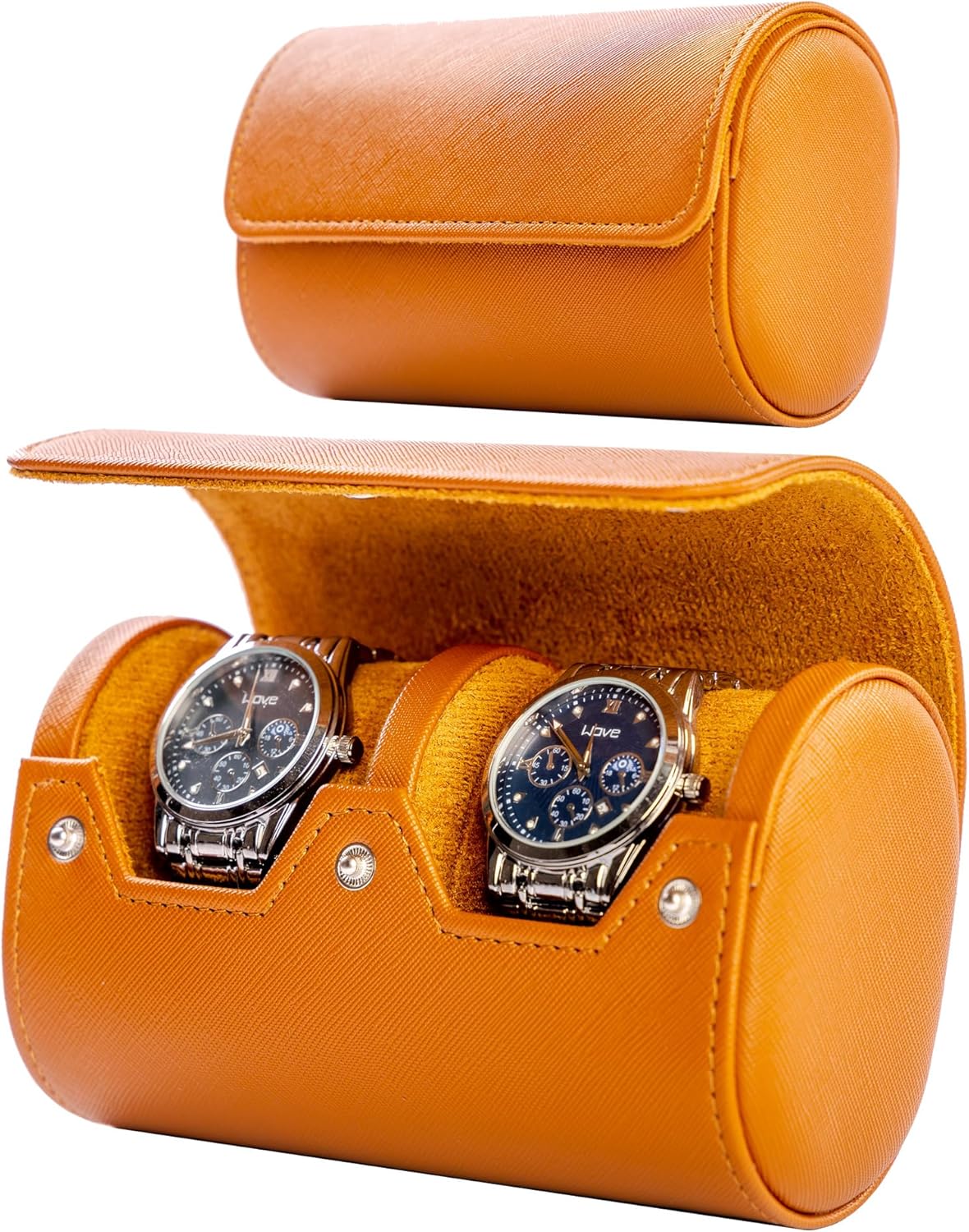 MR.OKAY 2 Watch Travel Case -Premium Leather With Perfect Texture.(Watch Carrying Or Organizer For Storage And Display). Mens for Handcrafted by Craftsmen.