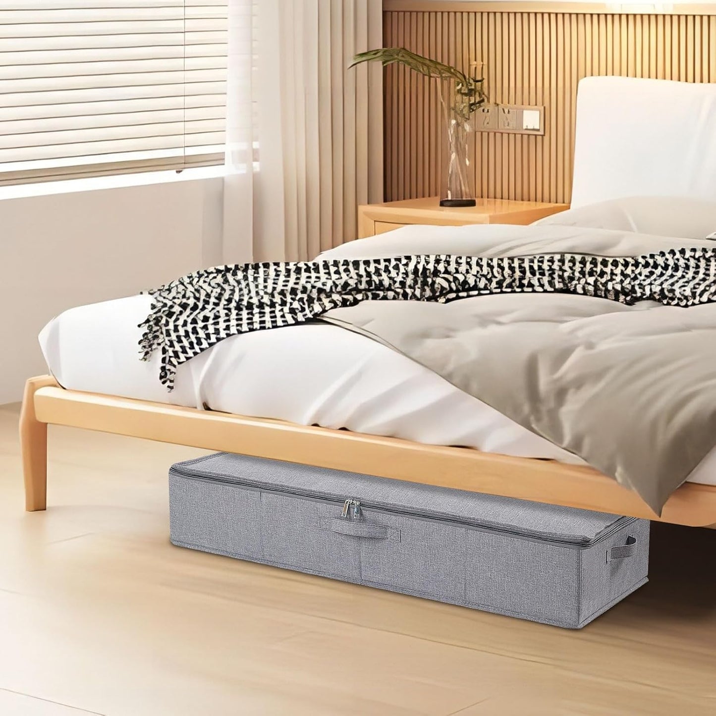 Under Bed Storage Container, 23.6 x 11.8 x 5.9 Inch Clothes Organizer, Storage Bin With Lid With Handles for Blanket, Pillows, Shoes, Grey, 1 Pack