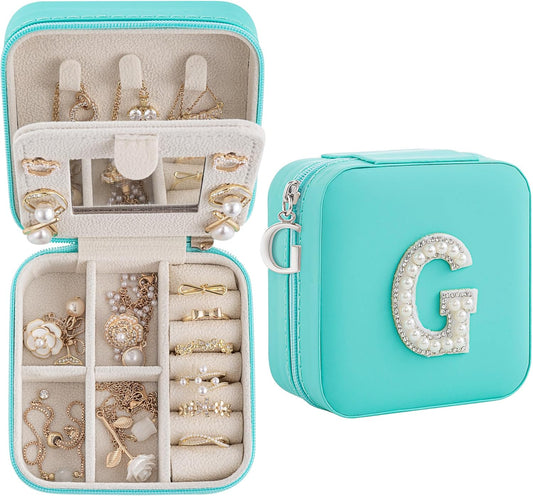 Birthday Gifts For Women, Initial Jewelry Box, Travel Jewelry Case, Gifts for Wife Girlfriend, Small Travel Jewelry Organizer, Gift for Girls, Graduation Gifts for Her, Bridesmaid Gifts