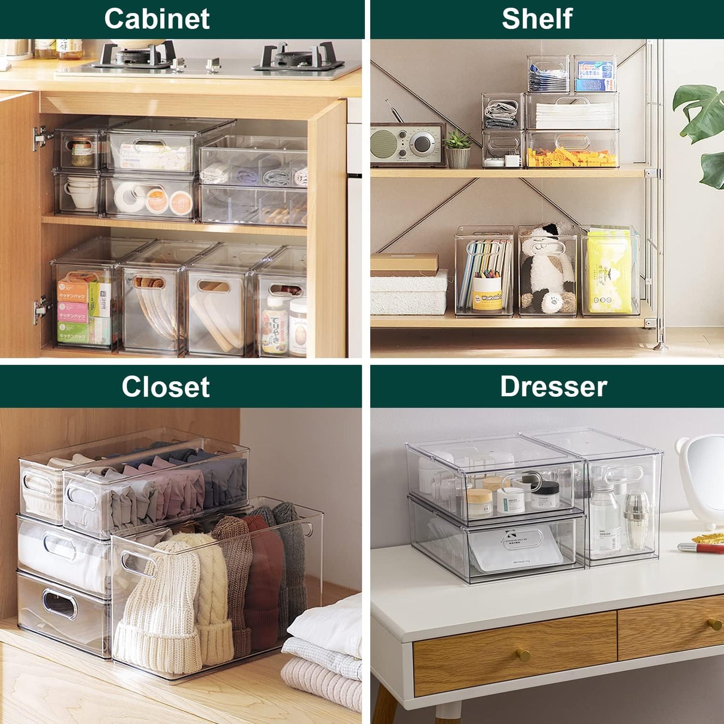 LALASTAR Refrigerator Organizer Bin with Pull-out Drawer, Large Fridge Organizer and Storage Clear, Stackable Pantry Organizer with Handle, BPA Free, 1 Pack, 6.34QT