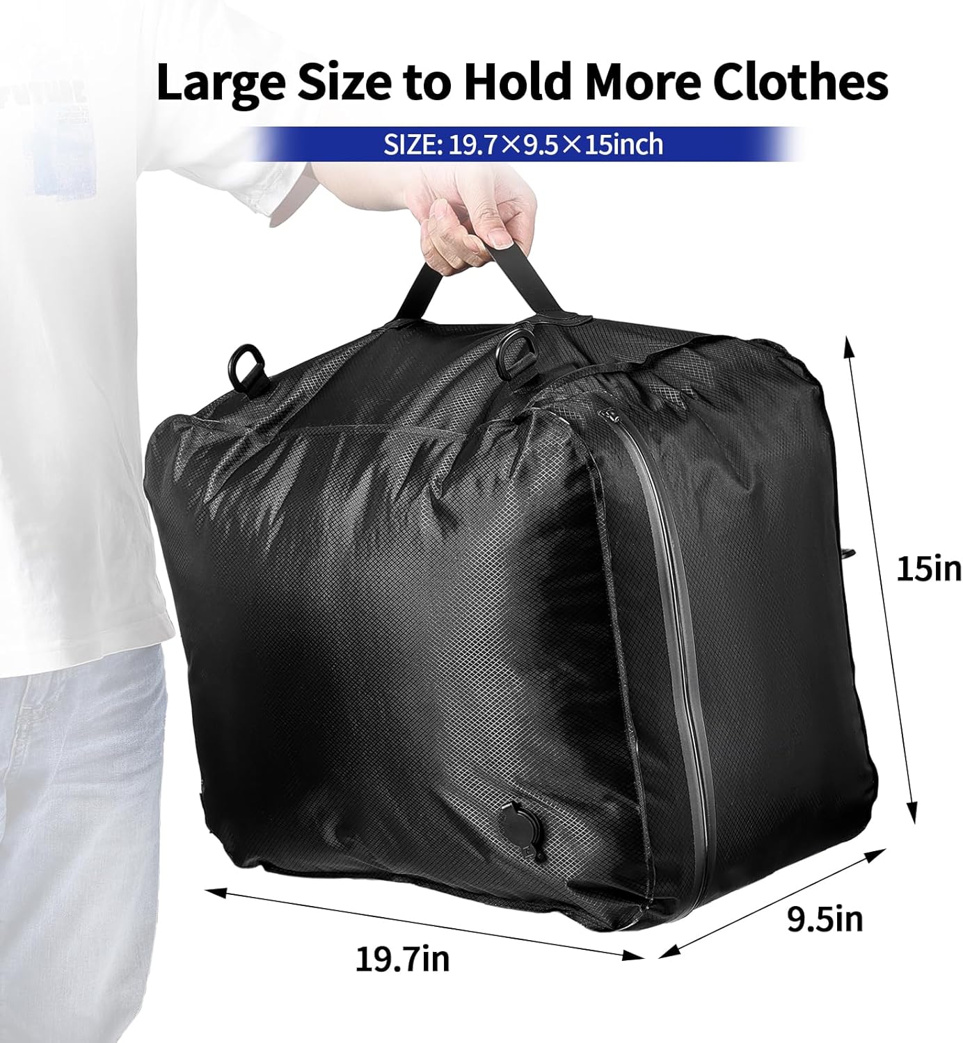 Keaber Travel Vacuum Bag with Pump,Reusable Airless Vacuum Bag for Travel Luggage, Space Saver Vacuum Storage Bags Sealer for Clothing (1-Pack,Black,USB Electric Pump)