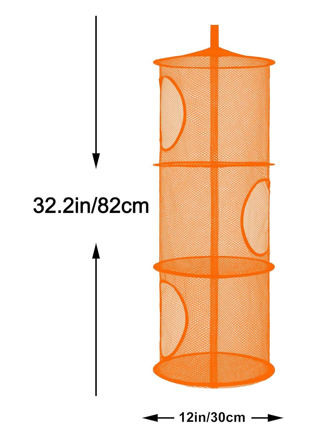 Libeder Mesh Hanging Storage Space Saver Bags Organizer,Foldable Storage Organizer 3 Compartments Toy Storage Basket for Kids Room Bathroom 2 Sets Orange