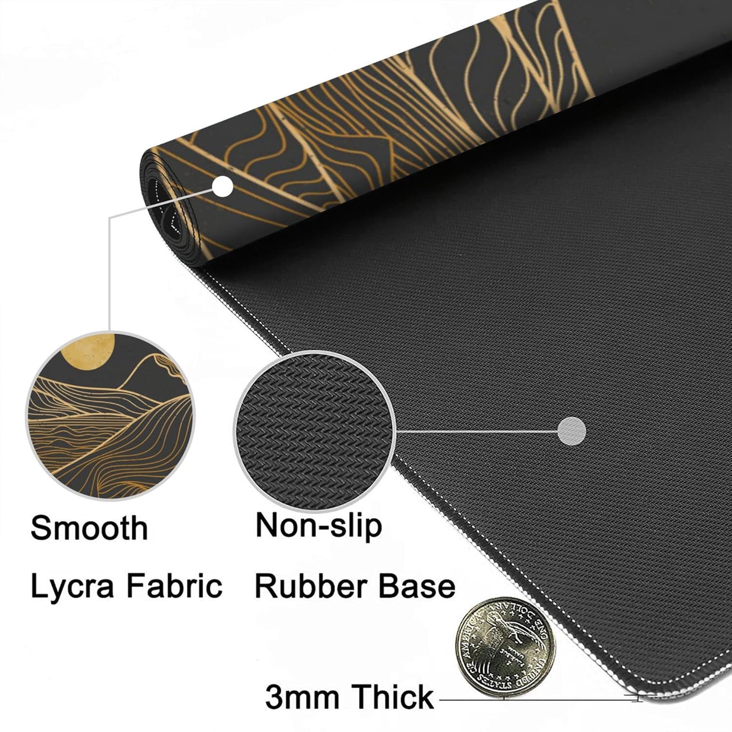 Desk Mat,Mountain Line Art Extended Gaming Mouse Pad,Large Non-Slip Rubber Base Mousepad with Stitched Edges,Waterproof Mouse Mat Desk Pad for Office Game Home 35.4x15.75 in