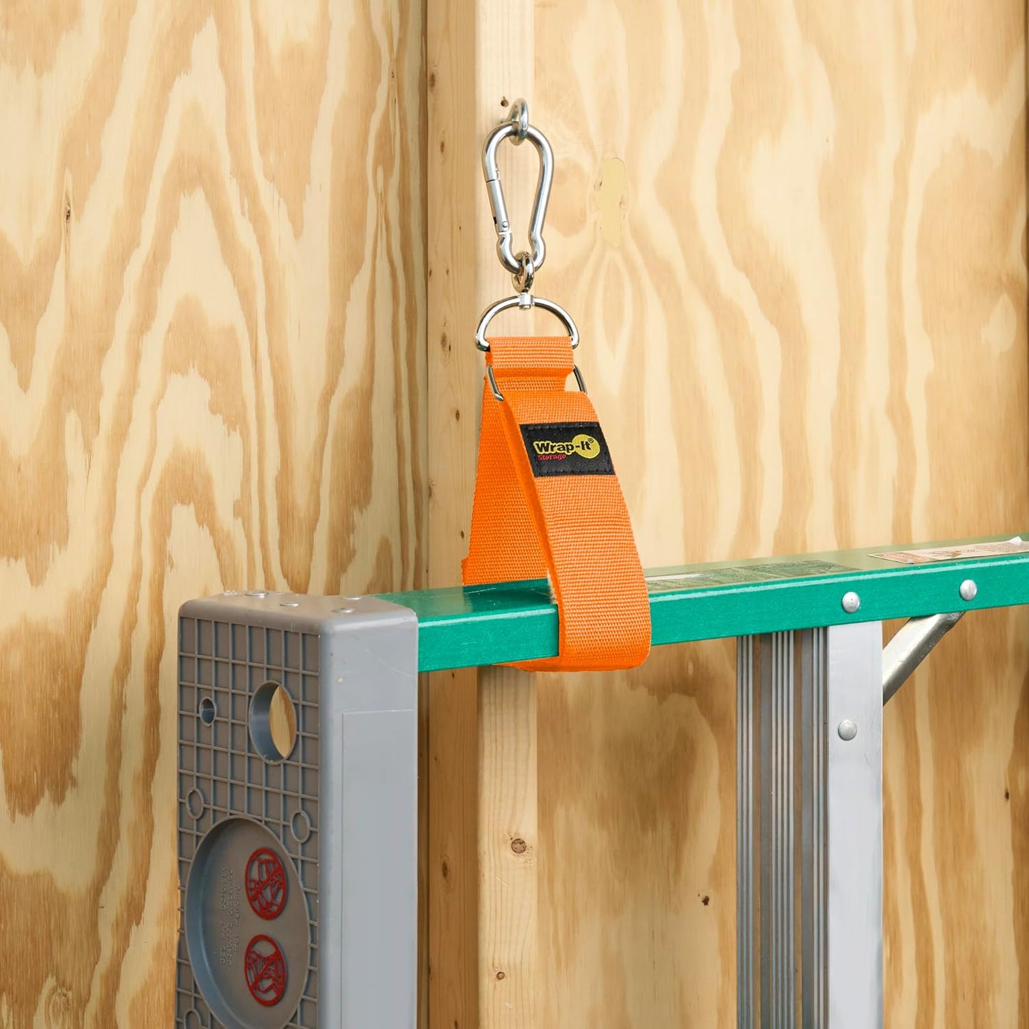 Wrap-It Storage Hook 'n Hang Straps - 32" Blaze Orange - 2-Pack Carabiner Straps for Cord Storage or Garden Hose