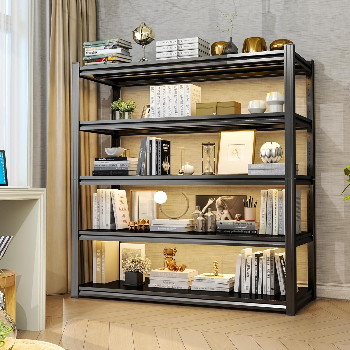 Storage Shelves, 5-Tier Metal Shelving, Garage Shelve 40''W*14''D*63''H Adjustable, Double-Layer Column with Reinforced Ribs, 3020 lbs Heavy-Duty for Kitchens, Living Rooms& Garages