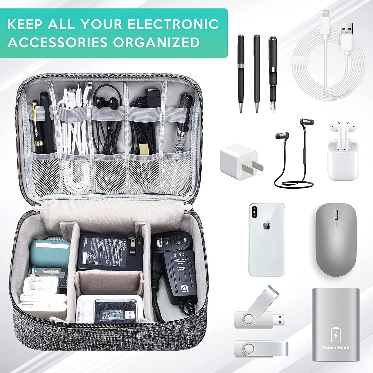 Electronics Organizer Travel Cable Organizer Bag Waterproof Portable Digital Storage Bag Electronic Accessories Case Cable Charger Organizer Case
