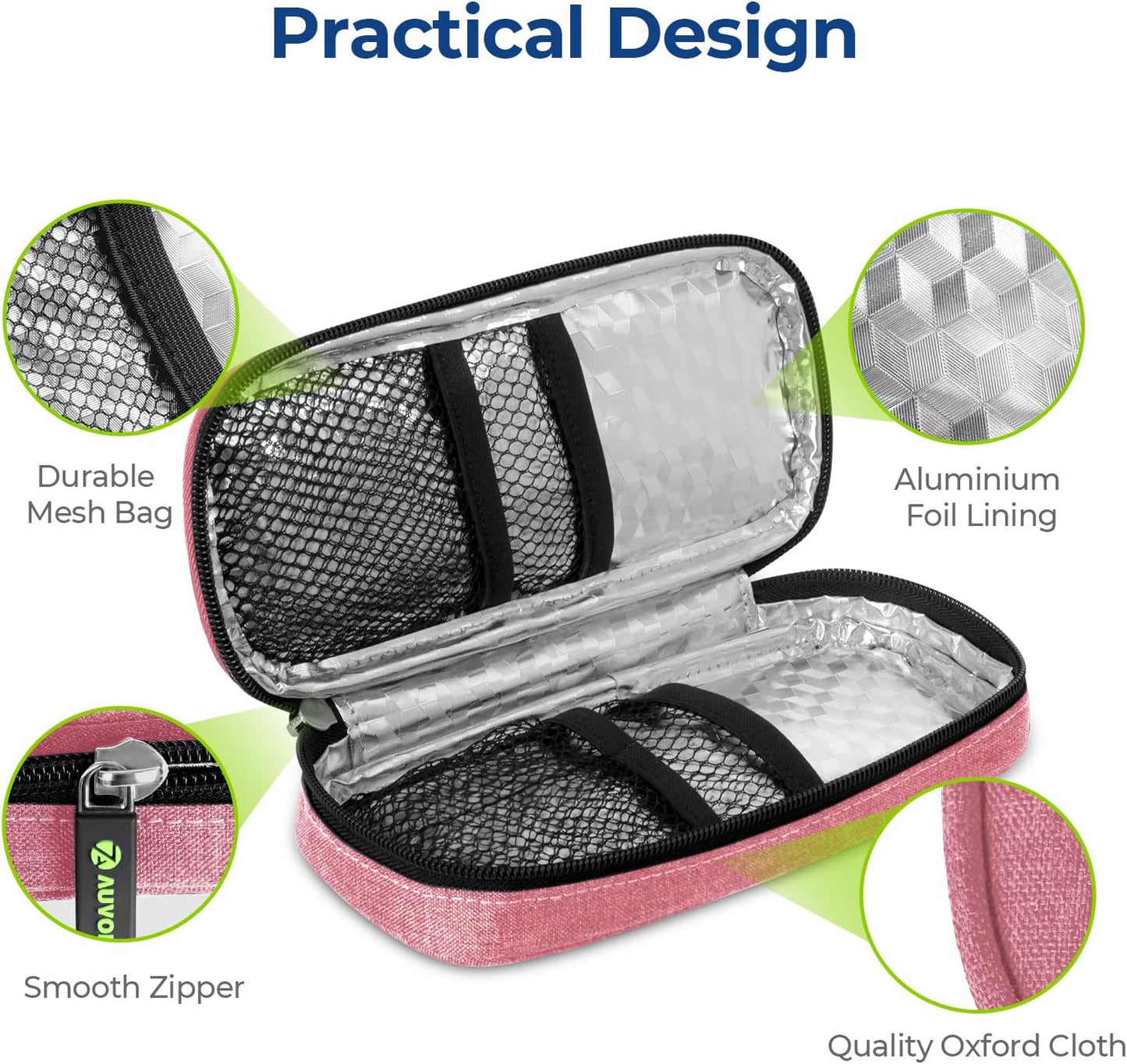 AUVON Insulin Cooler Travel Case with 2 x 90g TSA Approved Ice Packs, Diabetic Medication Insulated Cooling Bag for Insulin Pens and Diabetic Supplies Storage, Compact for Daily Life and Trips