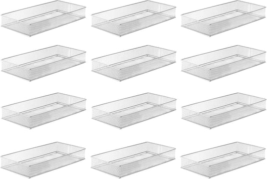 YBM HOME Silver Mesh Drawer Cabinet and or Shelf Organizer Bins, School Supply Holder Office Desktop Organizer Basket (12, 6x12x2 Inch)